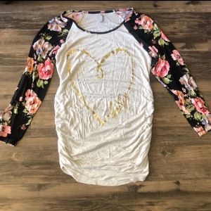 Planet Motherhood Floral Sleeve Maternity Top sz S
